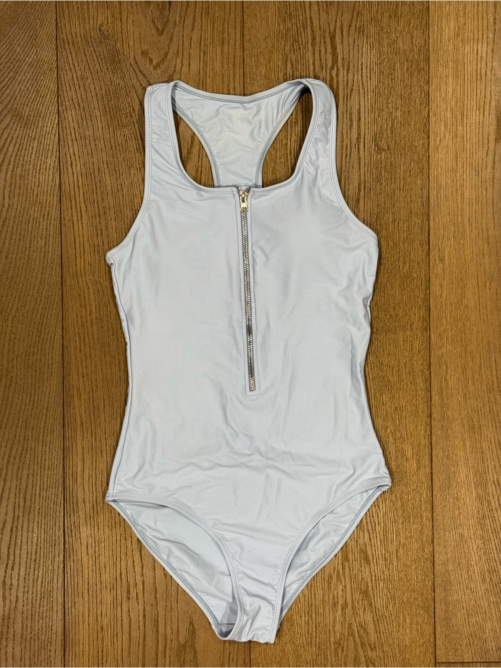 RAD Swim Bella Twilight Zipper One Piece Swimsuit Ice Blue